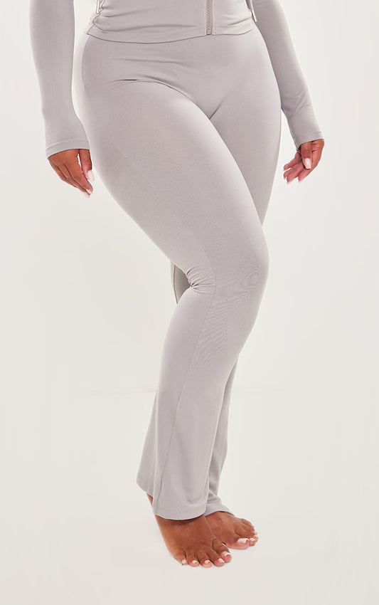 Shape Grey Sculpted Foldover Waist Flare Trousers