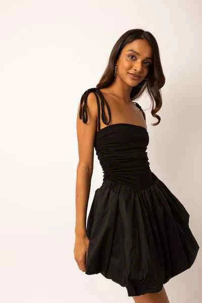 Amy Lynn - ALEXA - Cotton Black Puffball Mini Dress