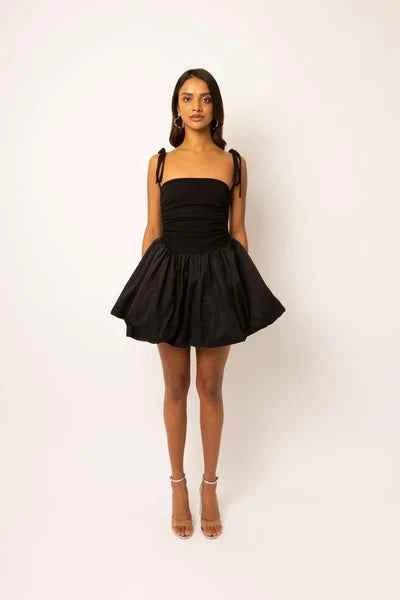 Amy Lynn - ALEXA - Cotton Black Puffball Mini Dress