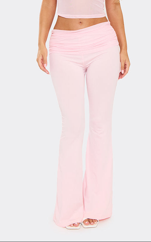 Ego - Rope Detail Bralet Top And Flared Trouser Co-Ord Set In Baby Pink