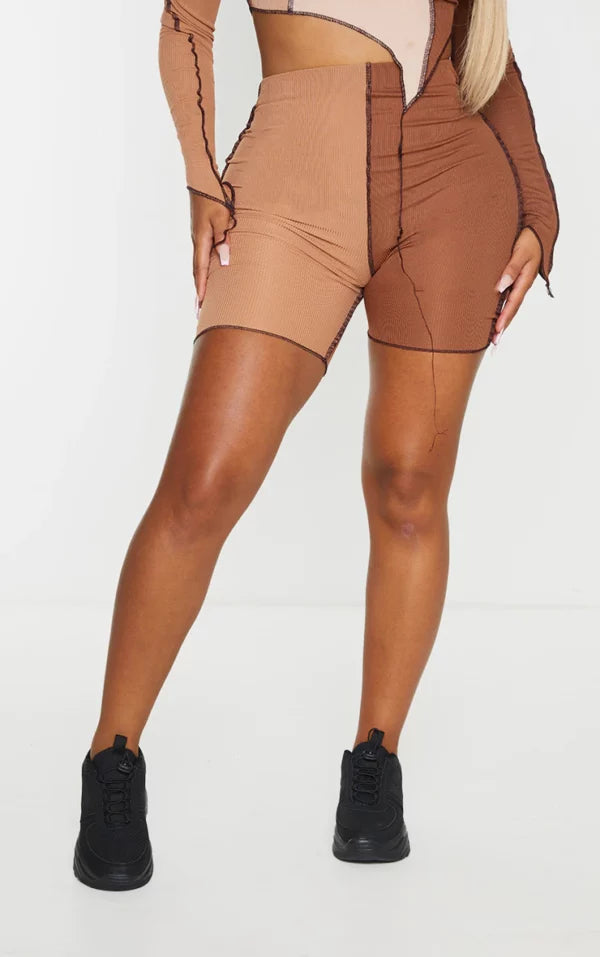 Shape Stone Stone Rib Colour Block Cycling Shorts