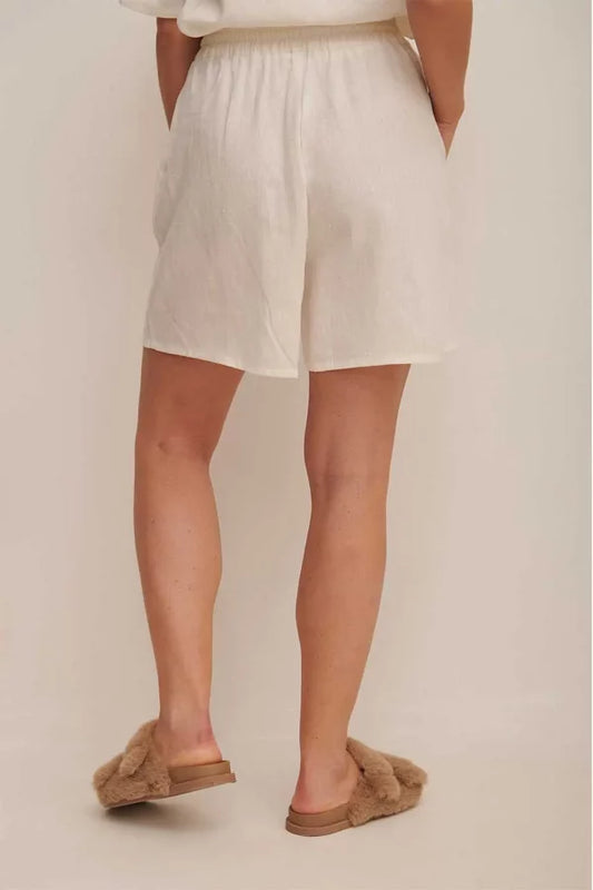 Linen Blend Drawstring Shorts
