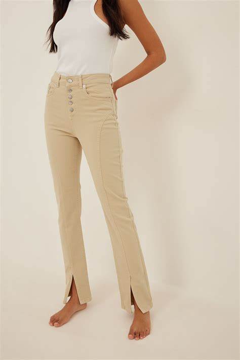 Seam Detail Slit Jeans