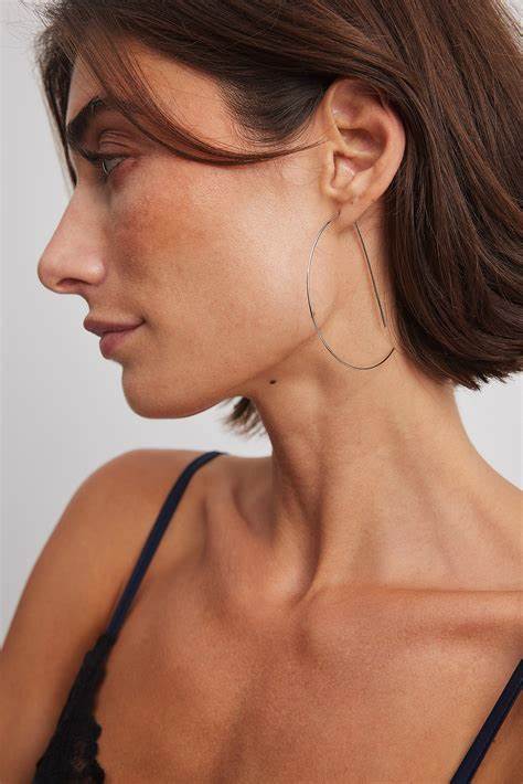 Thin Hoop Earrings Silver
