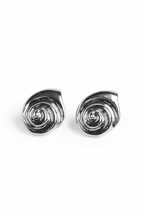 Swirl Shell Earrings Silver
