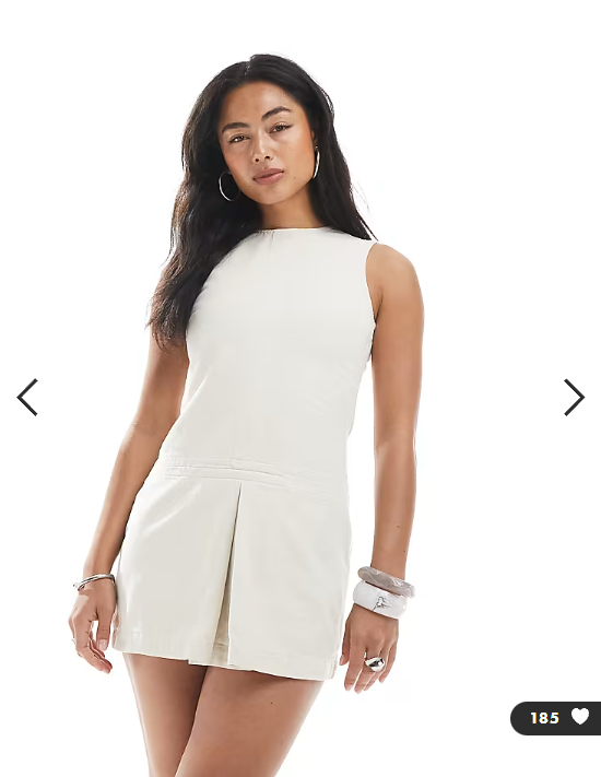 ASOS DESIGN cotton twill box pleat dropwaist mini dress in ecru