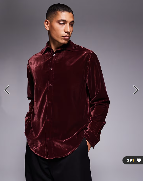 ASOS DESIGN relaxed velvet shirt in burgundy