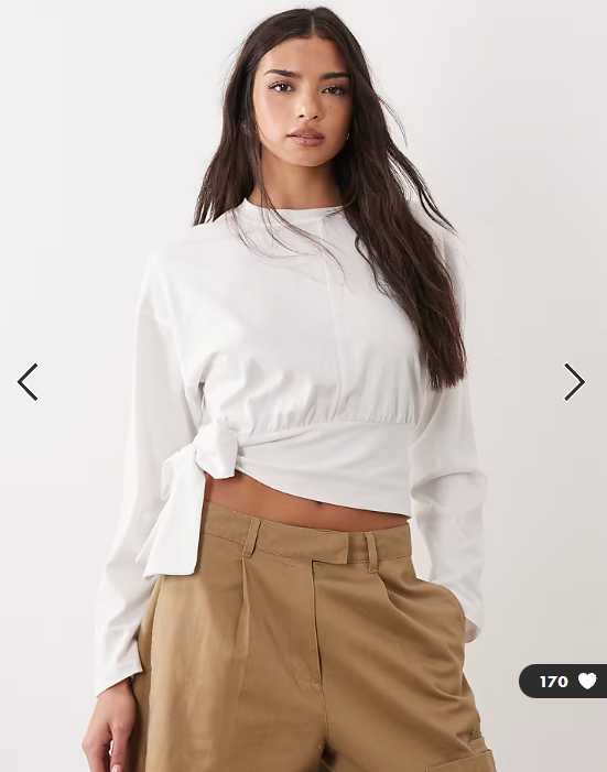 ASOS DESIGN long sleeve with drape top in white