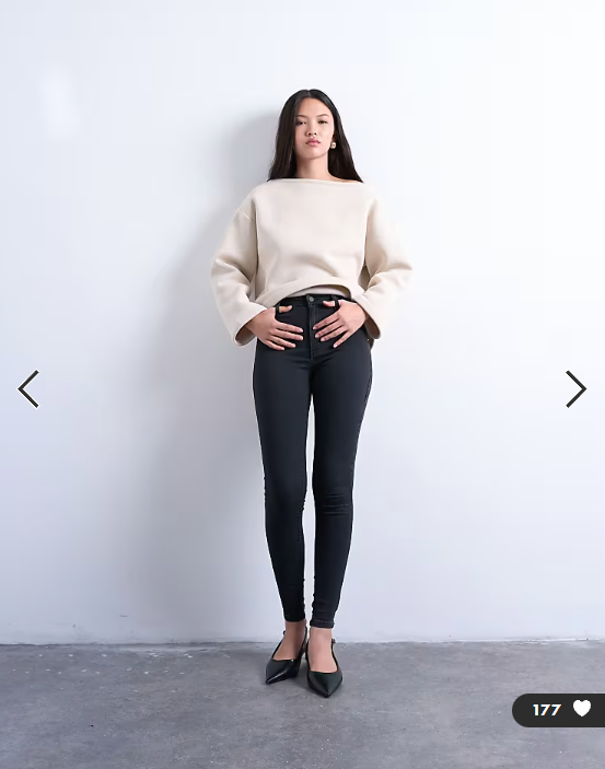 Topshop Joni high rise skinny jeans in washed black