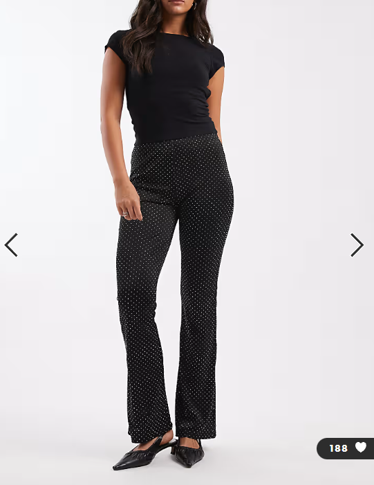 Miss Selfridge hot fix flare trouser in black