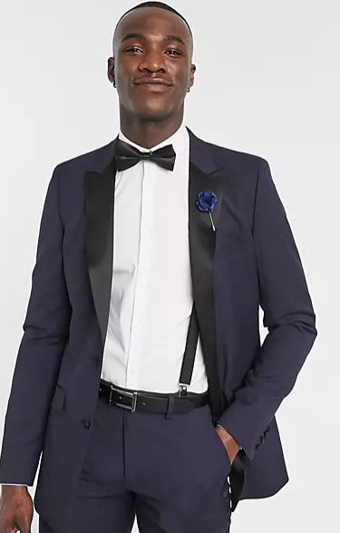 Tall Skinny Tuxedo Suit Jacket In Navy