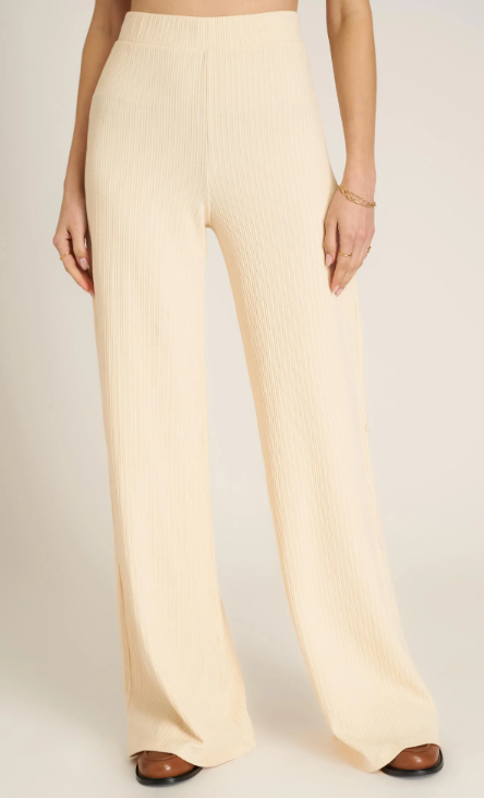 Boohoo Rib Cream Flare Trousers