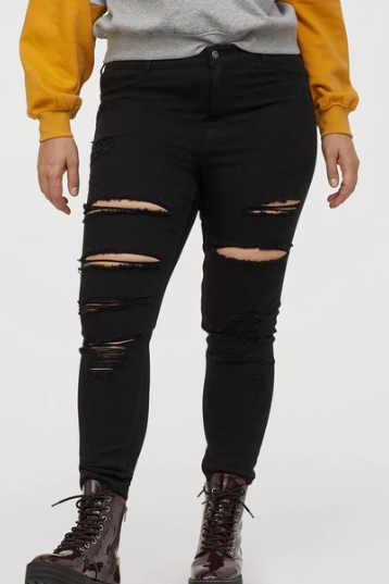 H&M -High Waisted Ripped Jeans