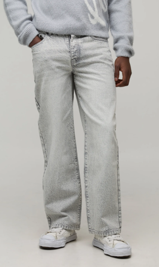 Boohoo Man Relaxed Fit Washed Ice Grey Jeans