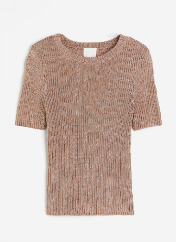 Metallic Rib-knit Top