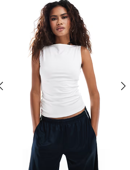Weekday Annie boat neck tank top in white