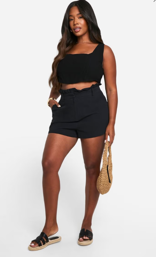 Boohoo - Plus Linen Feel Paperbag Waist Shorts