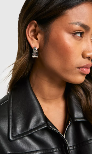 Silver Abstract Mini Hoop Earrings