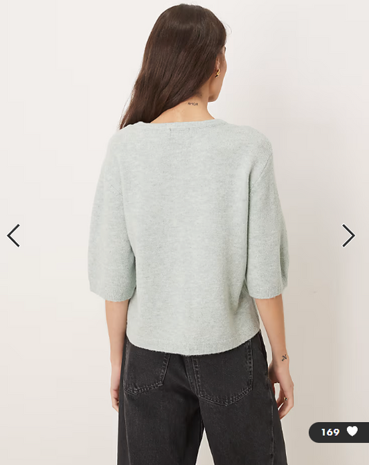 JDY pearl buttons short sleeve knitted cardigan in sage green