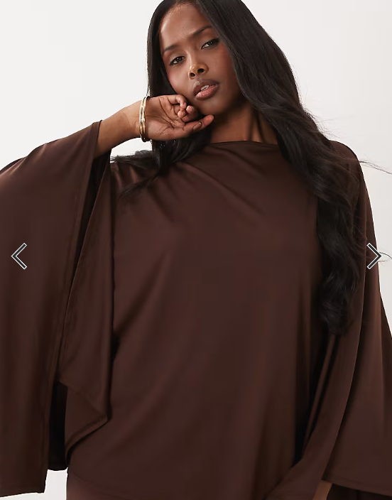 ASOS DESIGN cape style top co-ord in brown