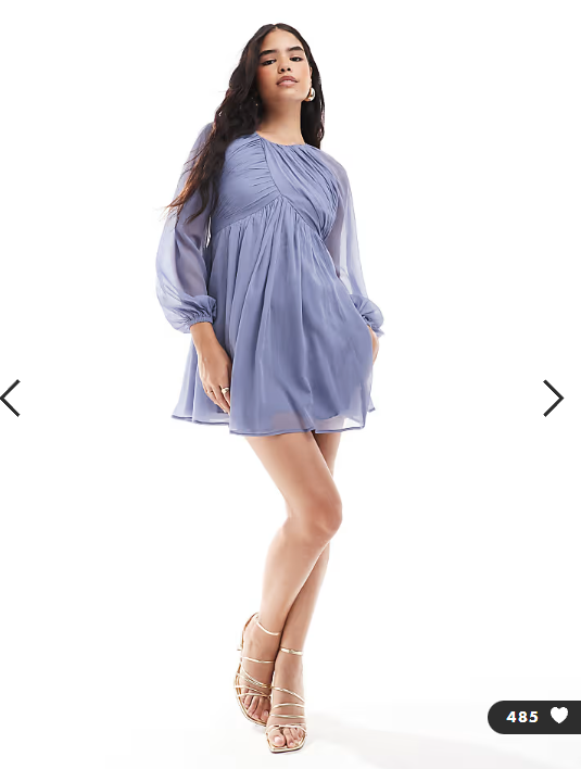 ASOS DESIGN raglan sleeve wafty mini dress with open back in dusky blue