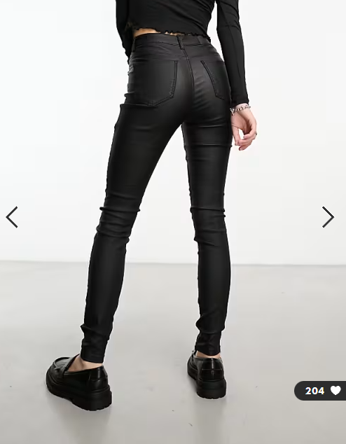 Noisy May Callie coated skinny jeans in black