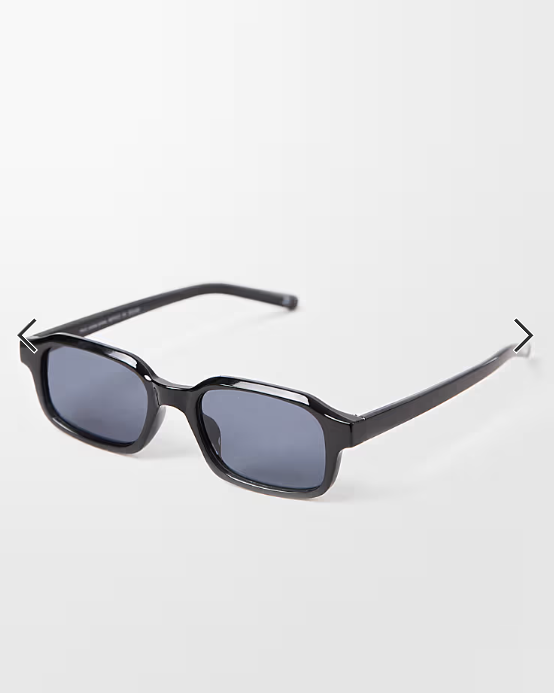 ASOS DESIGN slim rectangle sunglasses in black with smoke lens