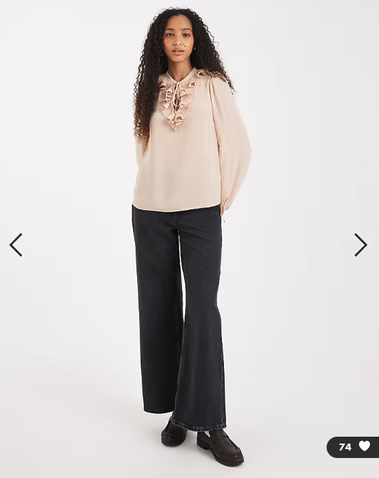 New Look ruffle front blouse in pink