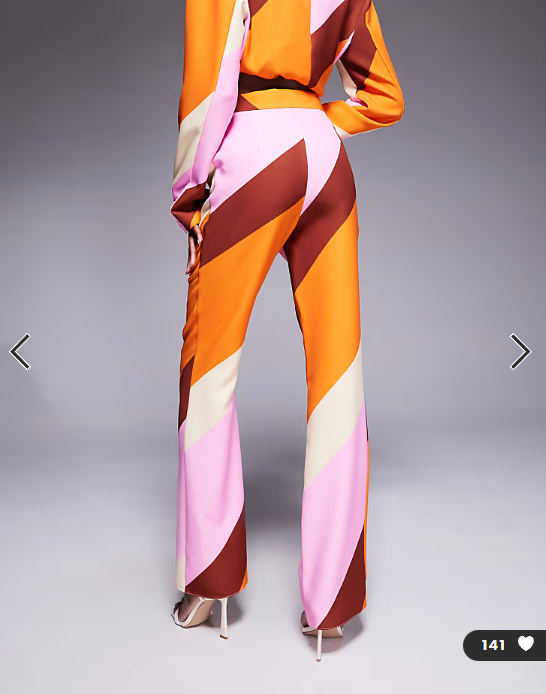 ASOS LUXE co-ord tailored suit trousers in striped print in pink