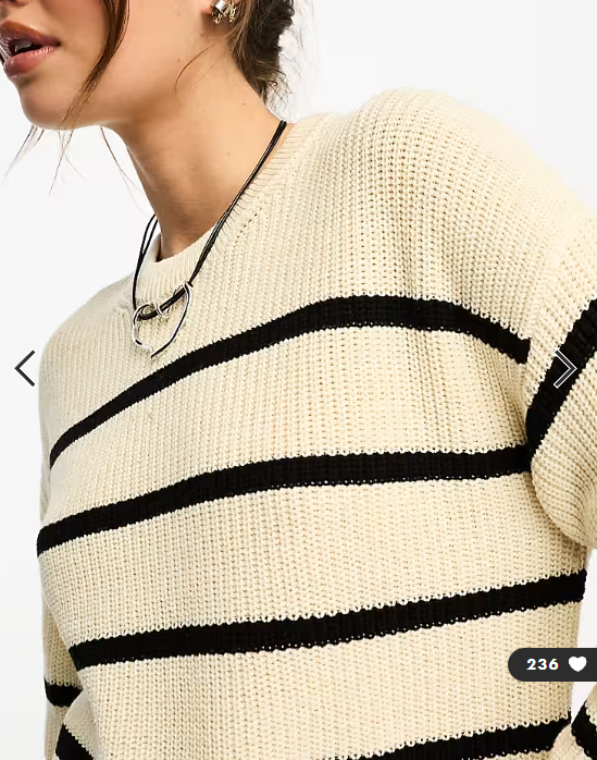 ONLY ribbed knit jumper in cream and black stripe