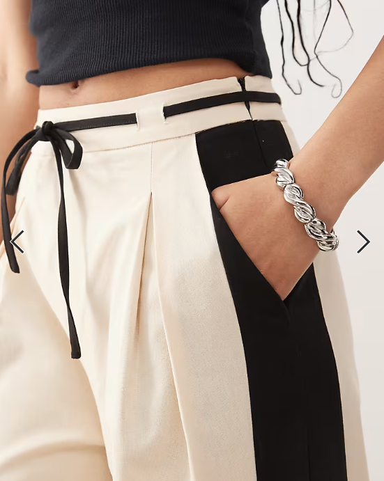 Reclaimed Vintage linen blend trouser with side stripe detail