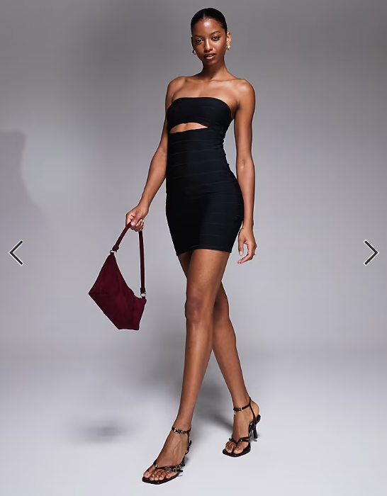 Kaiia exclusive bandeau cutout bandage mini dress in black