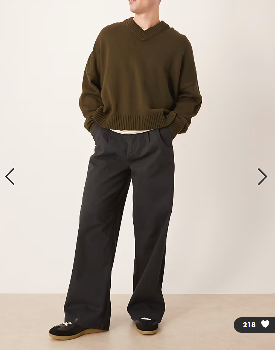 ASOS DESIGN loose chinos in black with pleats