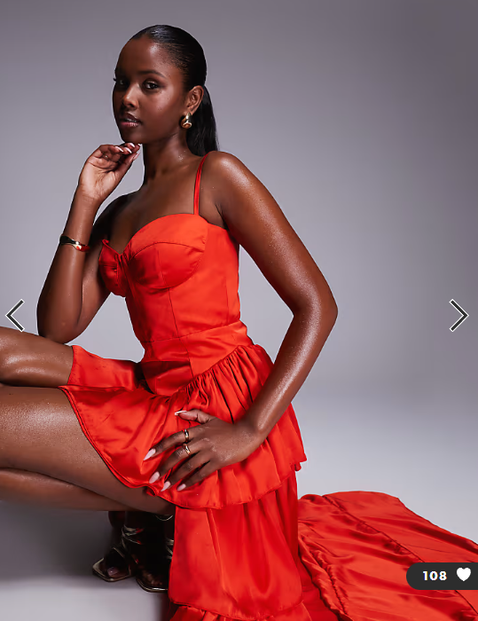 The Dolls House Circa Dolce tiered ruffle high low maxi dress in red