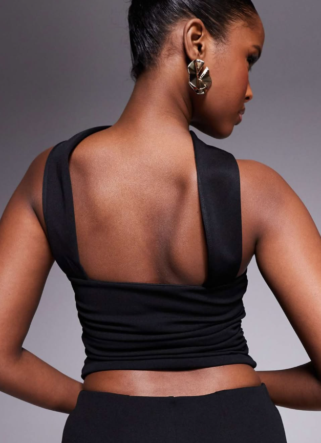 Asos Design co-ord bandeau top with sarf black