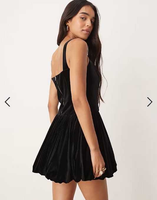 Asos - Ever New structured bubble hem mini dress in black