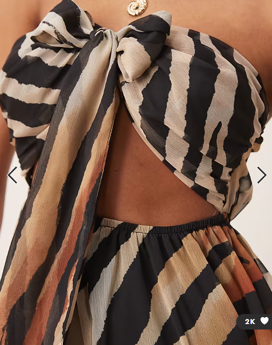 Miss Selfridge beach chiffon tie front playsuit in zebra print