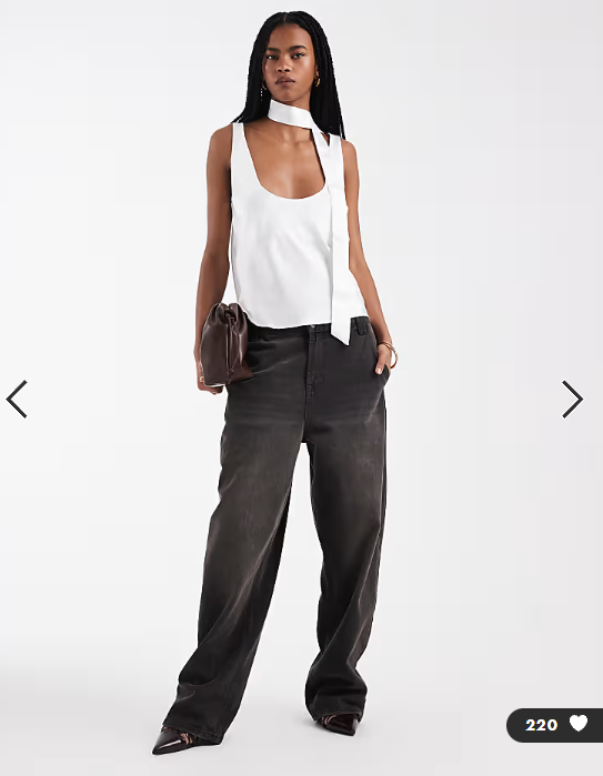 ASOS DESIGN satin cami with scarf in ivory
