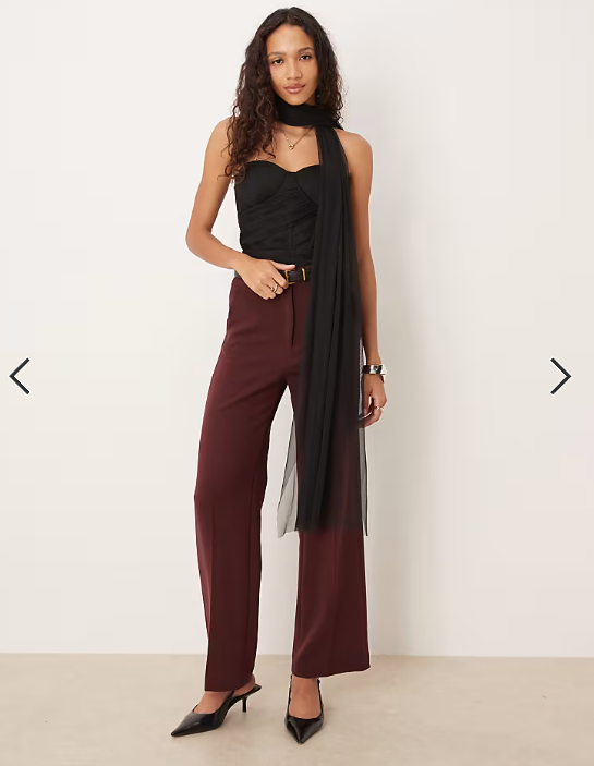 Lace & Beads scarf neck tulle corset bodysuit in black