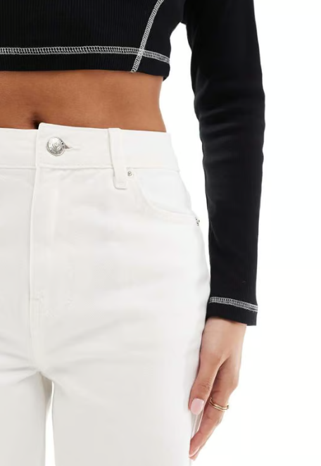 Miss Selfridge Petite straight leg jean in white