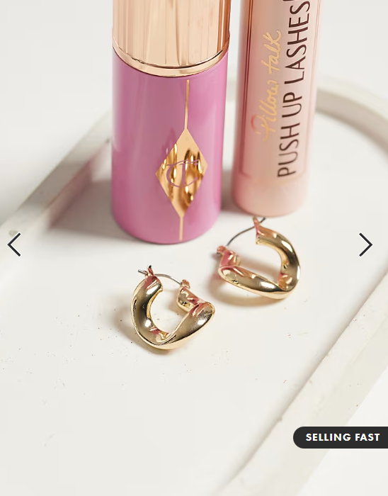 ASOS DESIGN small hoops with twisted design in gold tone