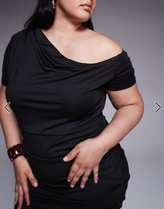 Renee Studio double sculpted slinky asymmetric shoulder ruched drape detail maxi dress in black