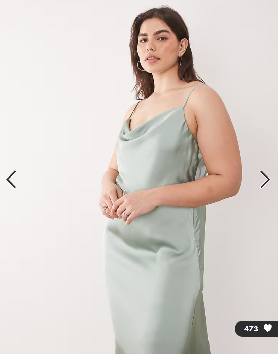 VILA Curve satin cowl neck cami maxi dress in milieu green