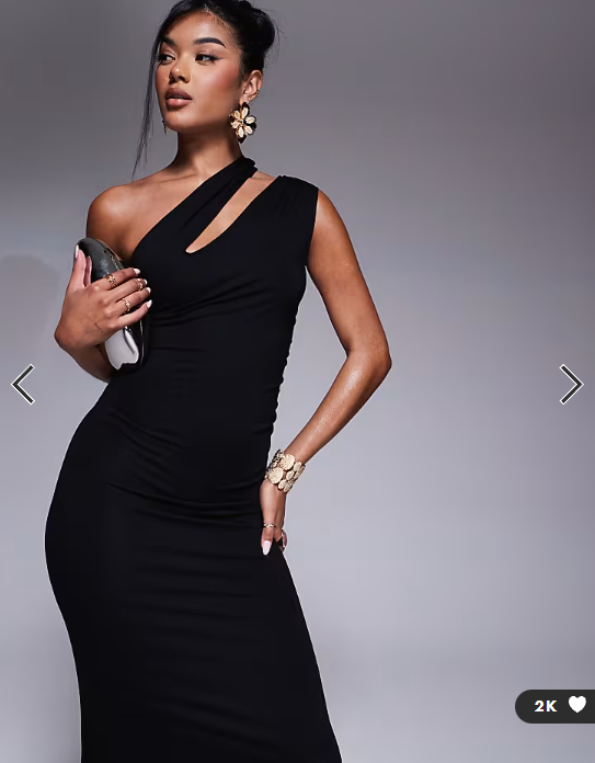 ASOS DESIGN slash one shoulder midi dress with cut out detail in black