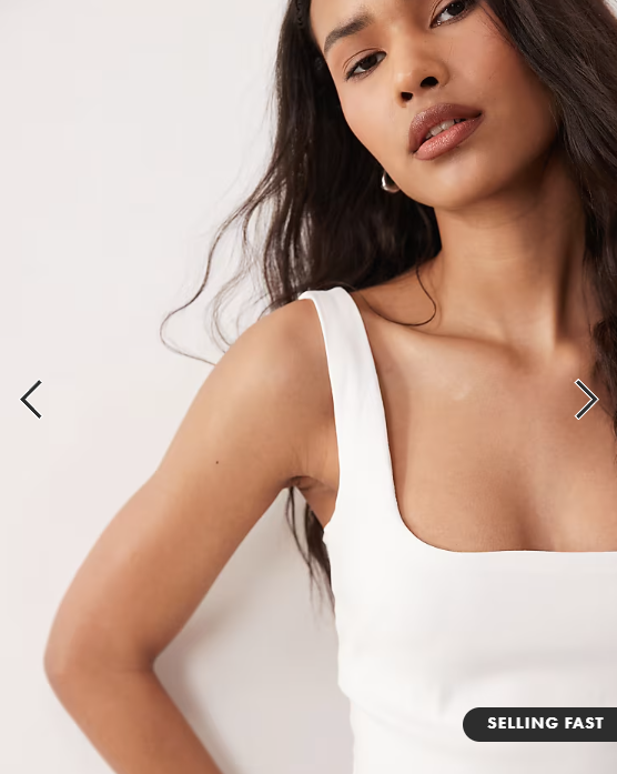 Vesper bengaline sleeveless square neck fishtail midi dress in white