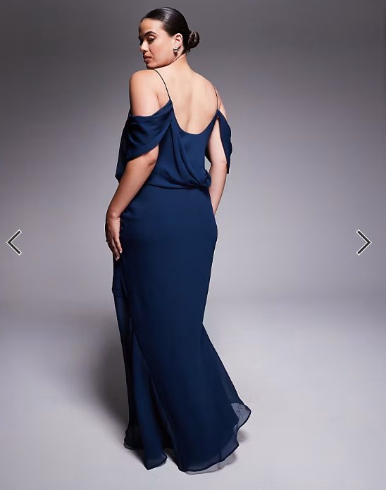 ASOS DESIGN Curve drape front chiffon maxi dress in navy
