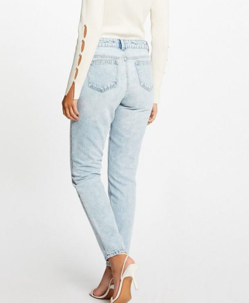 Morgan Jeans Droit Avec Ornements Métalliques Jean Bleached | Femme Jeans