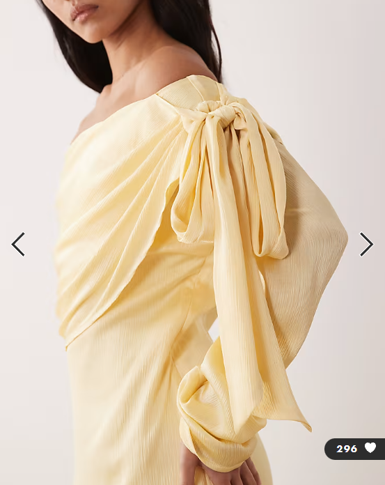 Pretty Lavish satin one shoulder bow maxi dress in lemon
