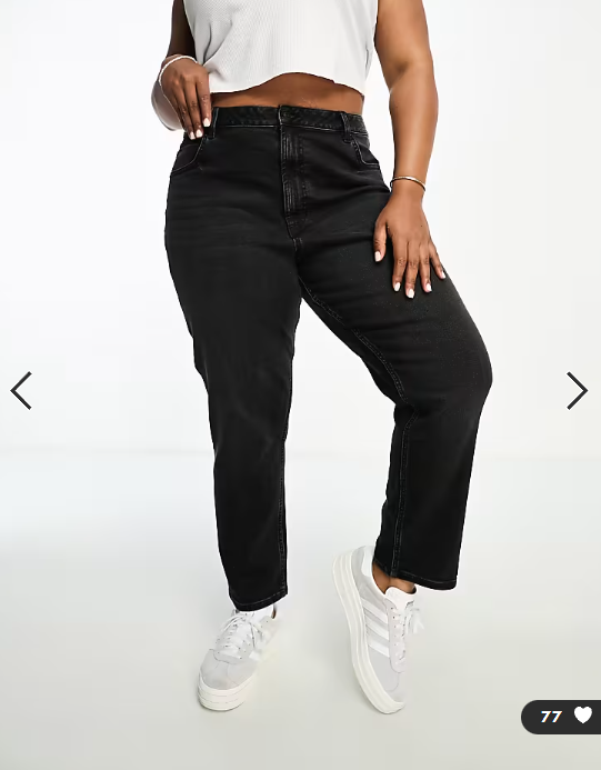 ASOS DESIGN Curve slim fit comfort mom jeans in washed black