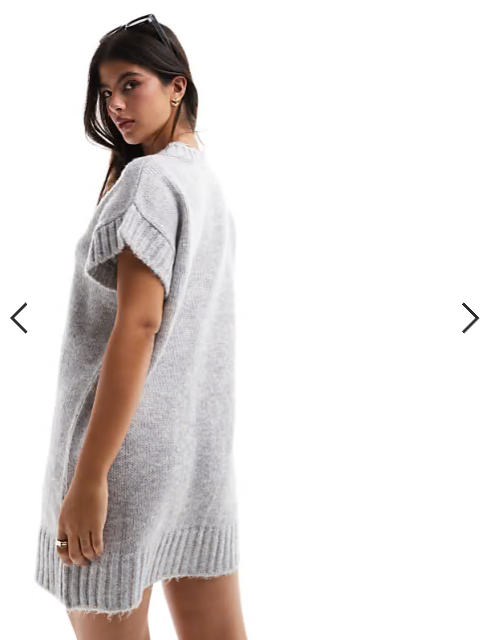 Miss Selfridge knitted vest mini dress in grey marl